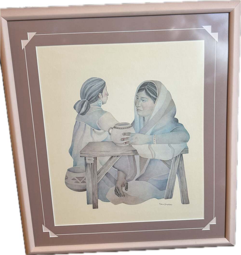 Mario Cespedes "Women with Pottery" Framed Art Print, 30x27” Pro Framing